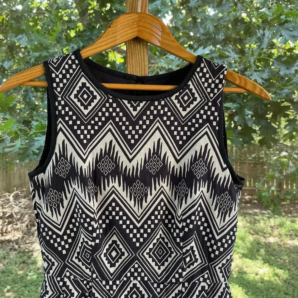 J.Crew Women's Black & White Printed Sleeveless Sheath Dress Size 0